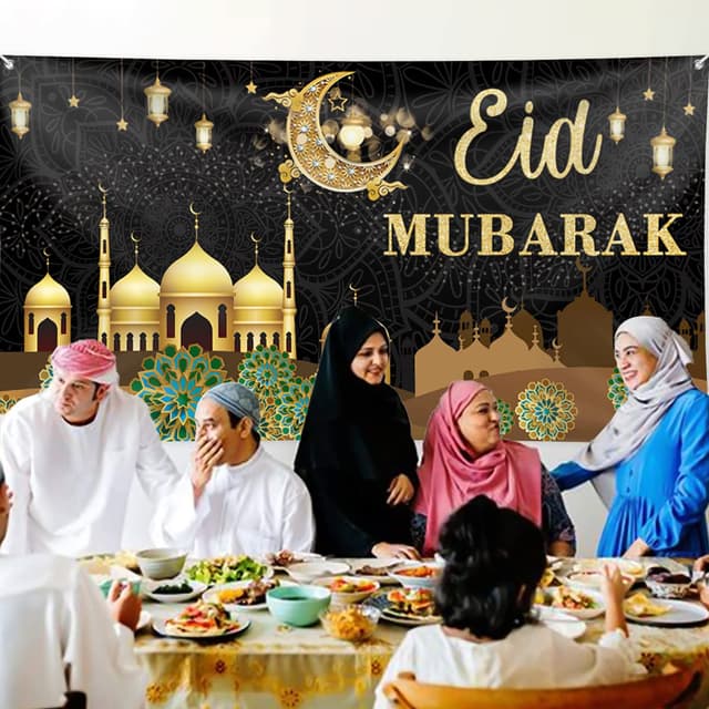 Thumbnail 5 de PARSUP Eid Mubarak Decorations Backdrop 200 x 110 cm