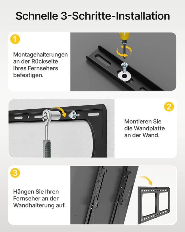 Thumbnail 6 de monTEK TV Wandhalterung mit Neigung für 37–140 Zoll, bis 136 kg – VESA bis 1200×800 mm