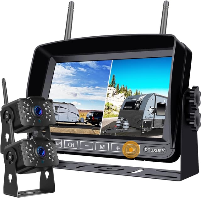 Detalle de FHD 1080P 4CH Wireless RV Backup Camera System with 7'' Monitor (IP69K, Super Night Vision, Dual Antenna)