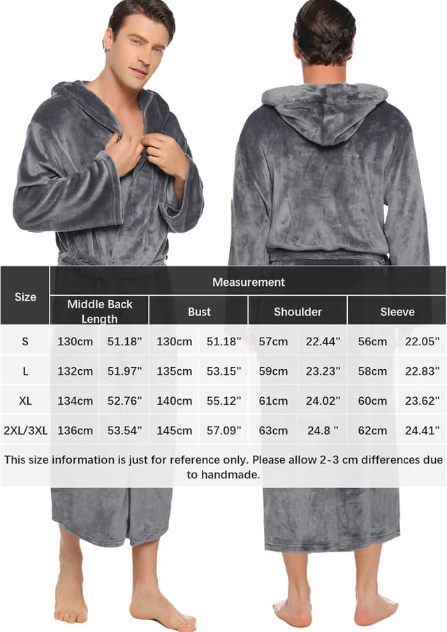 Detalle 2 de Vlazom accappatoio/pigiama uomo invernale con cappuccio in pile flanella