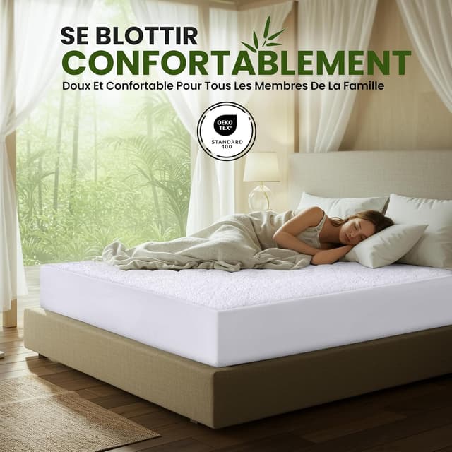 Detalle 2 de Utopia Bedding Protège-matelas 90 x 200 x 30 cm imperméable en viscose (alèse drap-housse)