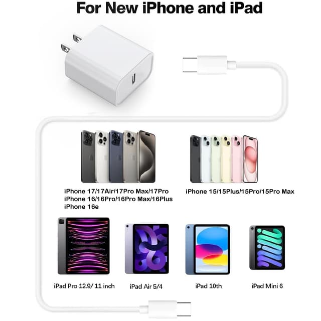 Thumbnail 6 de 20W Fast Charger 2Pack USB‑C for iPhone 17