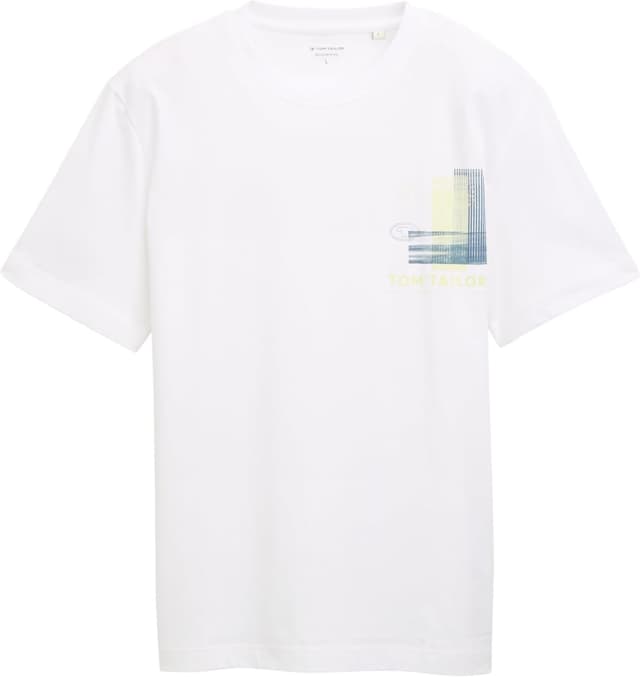 Detalle de TOM TAILOR 1045664 T-Shirt da uomo tinta unita con stampa sul petto