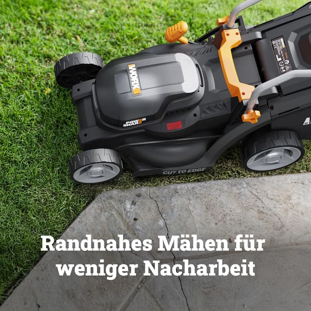 Detalle de WORX WG733E Akku-Rasenmäher 20V – 33 cm Schnittbreite, 35 l Fangkorb und Brushless-Motor
