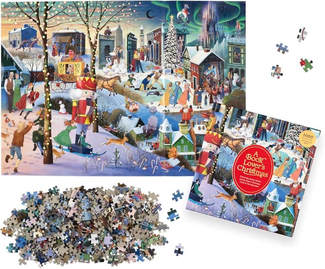 Detalle 1 de A Book Lover's Christmas 1000 Piece Jigsaw Puzzle (1000-Piece Puzzle)