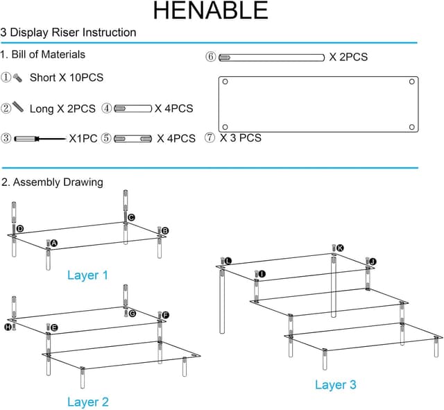 Thumbnail 5 de HENABLE Large Acrylic Display Risers 3-tier 🧁