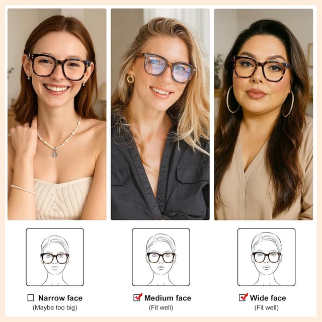Detalle de Madison Avenue Blaulichtfilter-Brille für Damen (Übergroße Computerbrillen zum Spielen, Metall-Scharniere)