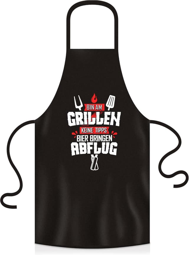 Detalle 2 de YORA Grillschürze für Männer „Bin am Grillen“ – Vatertagsgeschenk mit personalisierbarer Urkunde