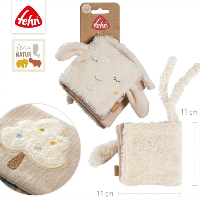 Detalle 1 de Fehn Schaf Natur Stoffbuch für Babys ab Geburt