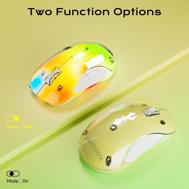 Detalle de memzuoix LED Wireless Mouse (Rechargeable 2.4G) – Ergonomic optical cursor control with RGB lighting, yellow