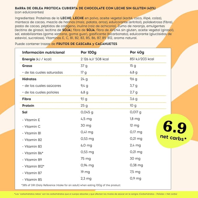 Thumbnail 6 de NICKS Protein wafer Naranja 25% proteína 203 kcal