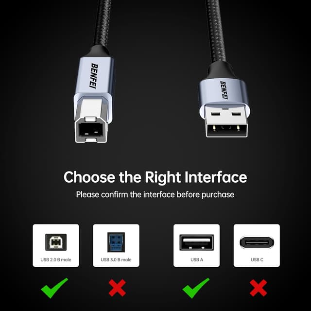 Detalle 2 de Cavo stampante USB BENFEI, 2 metri