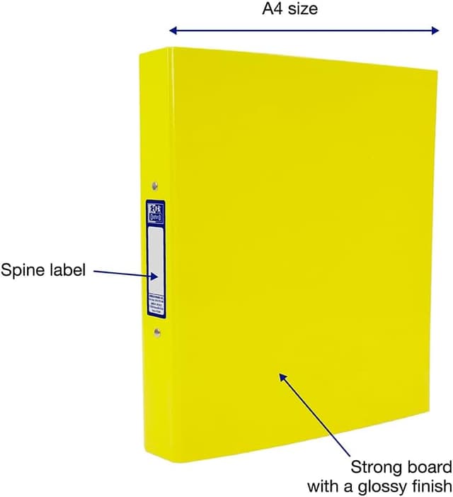 Detalle 2 de Oxford Premium A4 Ring Binder (Yellow) with 25mm Capacity