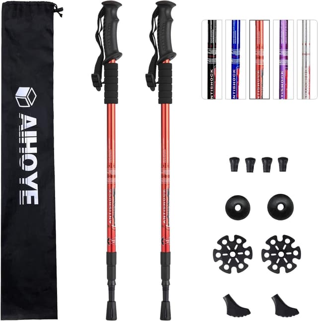 Detalle 2 de Aihoye Hiking & Trekking Poles (2-Pack) Collapsible, Lightweight, Anti-Shock, Adjustable Walking Sticks