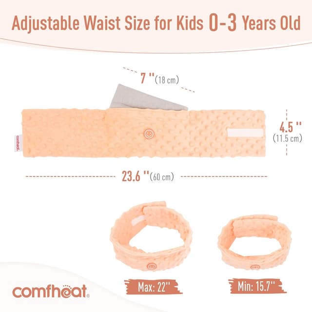 Detalle de Comfheat Colic Relief Heated Flaxseed Tummy Wrap Belt (0–3 Years) – Orange