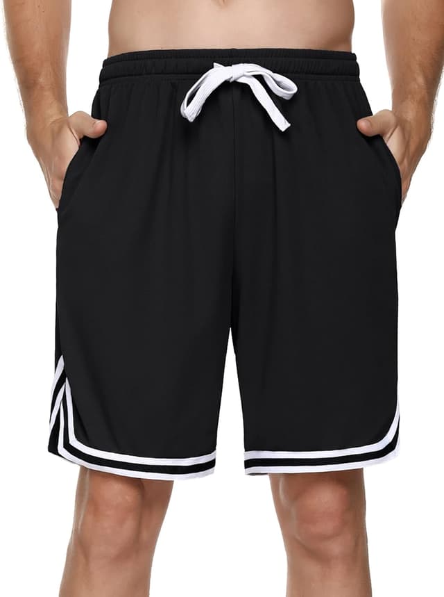 Detalle de Litherday Herren-Sportshorts Shorts mit Streifen, atmungsaktiv & elastischer Bund
