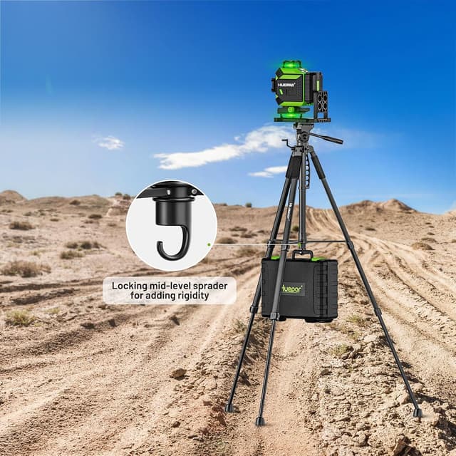 Detalle 2 de Trépied Huepar 172 cm pour niveau laser avec tête panoramique 3 directions