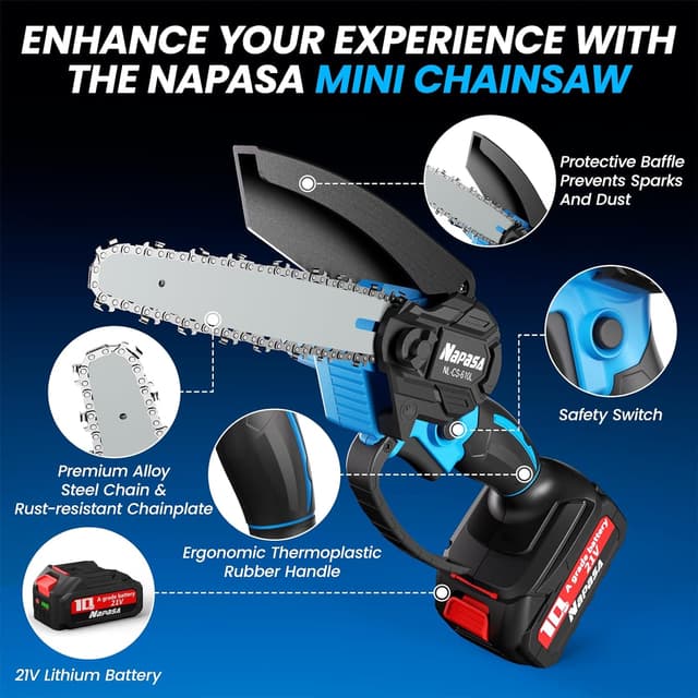 Thumbnail 5 de Brushless Mini Chainsaw Cordless 1100W 8000mAh