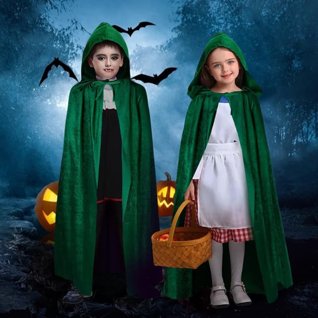 Thumbnail 3 de AOOWU Mittelalter Kapuzenumhang Dunkelgrün 🎭