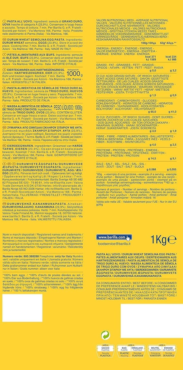 Detalle 2 de Barilla Emiliane Chef Pappardelle all’ Uovo – 6er Pack (6 x 1kg)