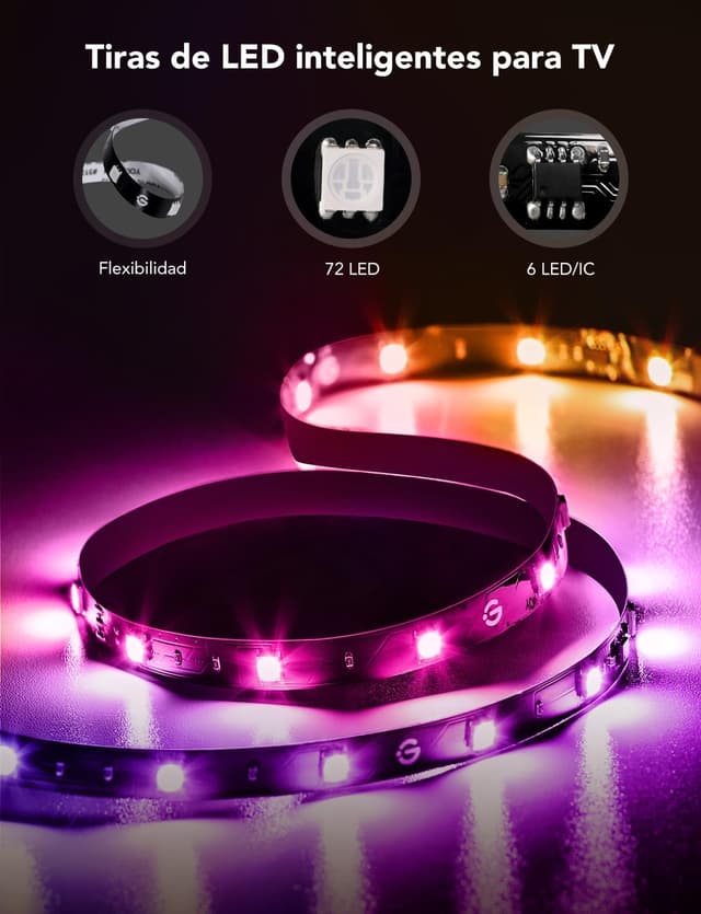 Detalle de Govee LED TV Backlight RGBIC 2,4M 🌈 - Control Inteligente