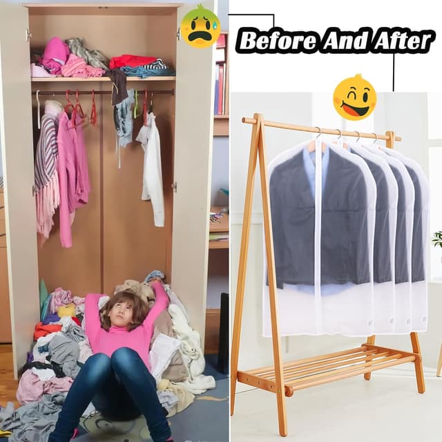 Thumbnail 6 de Niviy Kleidersack Anzug (6er-Set) – transparente, atmungsaktive Kleiderhüllen mit Reißverschluss, 60x100 cm