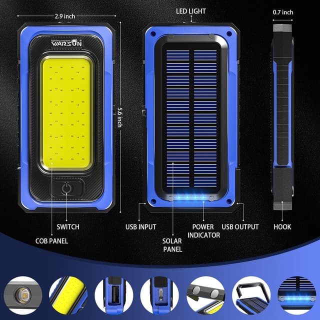 Detalle 2 de WARSUN Lampe de Travail LED 1500LM rechargeable