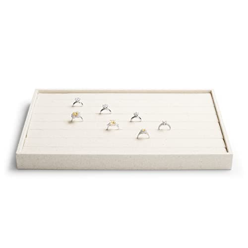 Detalle de Oirlv bandeja de almacenamiento de joyería beige de lino (anillos, pendientes y colgantes)