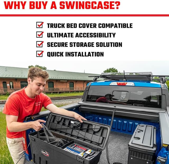 Detalle de UnderCover SwingCase Truck Bed Storage Box (SC203D) for 2015-2020 Ford F-150 Driver Side, Black