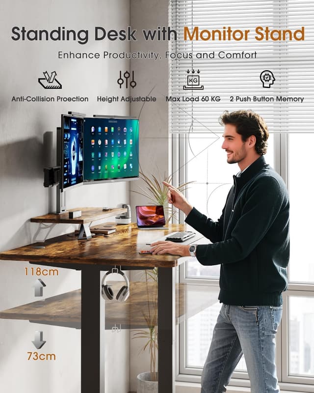 Detalle 2 de TRIUMPHKEY Scrivania Regolabile 120x60 cm 🖥