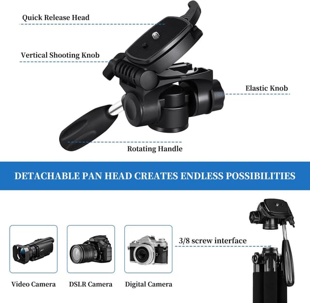 Thumbnail 4 de JOILCAN 74" Camera Tripod 188cm, 14 lb capacity