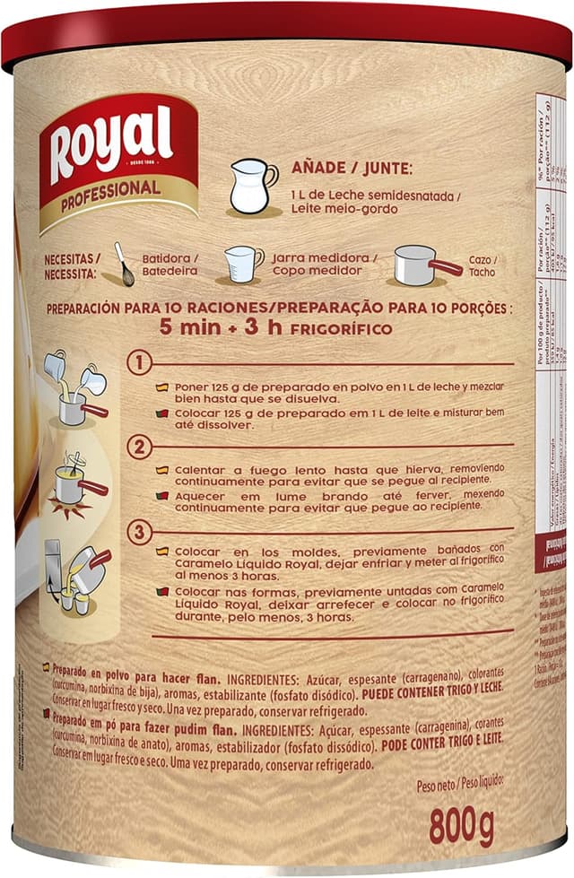 Thumbnail 1 de Royal Professional Flan En Polvo – Bote 800 g, 64 Raciones 🍮