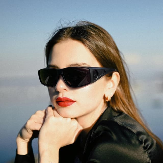 Detalle de KANASTAL Überzieh-Sonnenbrille (Fit Over) für Brillenträger, quadratisch polarisiert mit UV400