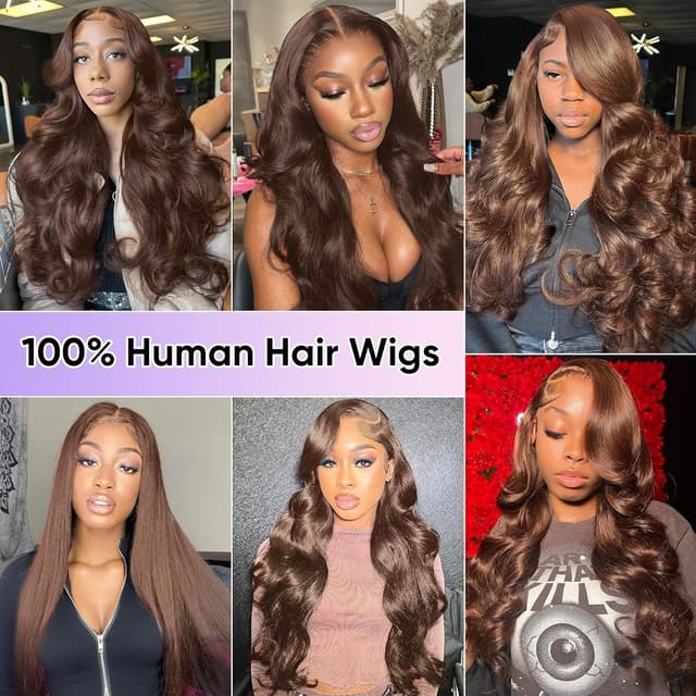 Thumbnail 5 de SFTNMEH 30 Inch Chocolate Brown Lace Front Wig with 200 Density
