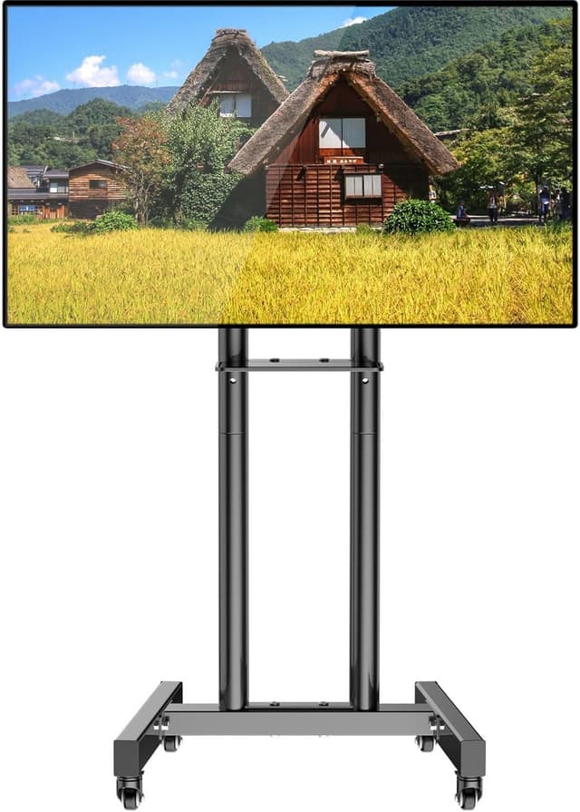 Detalle de JXMTSPW Mobile TV Cart for 32–55 Inch TVs (Max VESA 400x400, Up to 25kg) 360° Swivel Stand