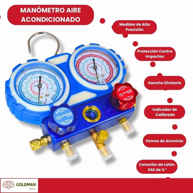 Detalle 2 de GOLDMAN SERVICE Kit Manómetro Aire Acondicionado 60