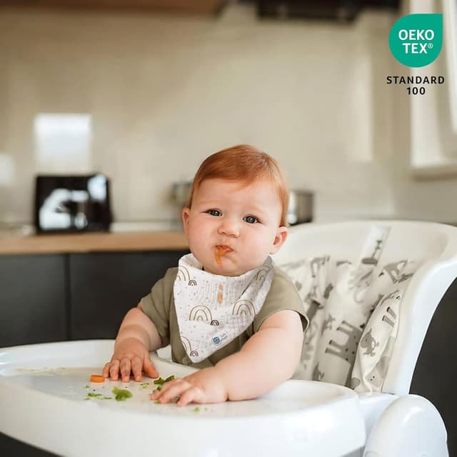 Detalle 2 de lulumoon Lätzchen Baby Dreieckstuch aus Musselin – 4er-Set mit Snap-Verschluss