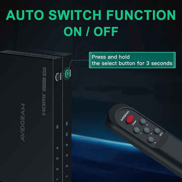 Detalle de AVIDGRAM HDMI Switch 4 Port 4K 60Hz