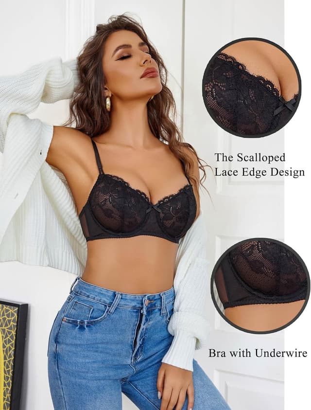 Detalle de Avidlove Balconette Lace Bra 90% Nylon