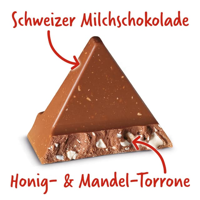 Detalle 1 de Toblerone Schokolade Riegel – Schweizer Milchschokolade mit Honig- und Mandelnougat, 24 x 35g
