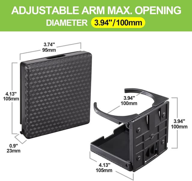 Detalle 2 de Spurtar 2er Set klappbare Getränkehalter für Auto, Wohnmobil & Yacht (für Becher/Dosen/Flaschen bis 100 mm) – schwarz