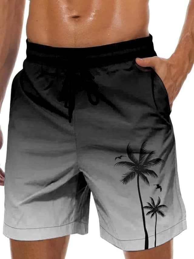 Detalle de Men's Hawaiian Swim Trunks with Mesh Lining ⚡