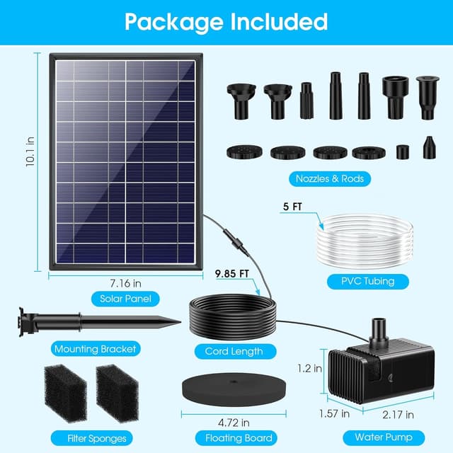 Thumbnail 6 de Biling Solar Pond Fountain with Battery Backup (8W, up to 300 L/H) for garden ponds and water features