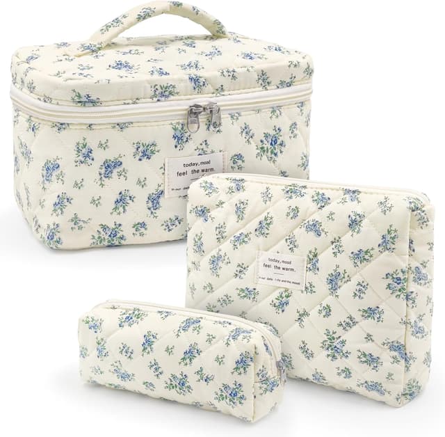 Detalle de beifon 3er Set Kosmetiktaschen & Kulturbeutel für Damen (Blumenmuster) – 3 Größen