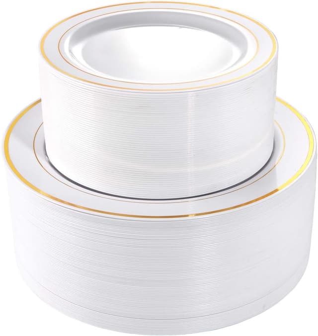 Imagen de I00000 Gold Plastic Plates 102 pcs 🍽 en OfertitasTOP