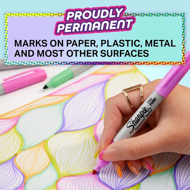 Detalle de Sharpie Glam Pop Permanent Markers (Fine Point) – Assorted Vibrant Colours, 5 Pack