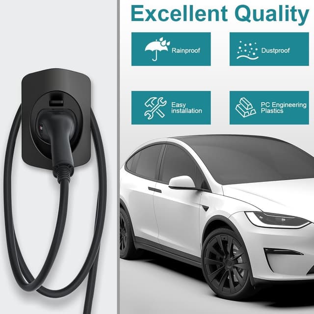 Detalle de Adiwo Typ 2 Wandhalterung für Ladekabel – Kabelhalter mit Schnalle für Type 2 Wallbox Ladestation