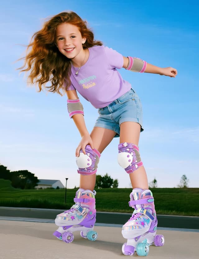 Detalle de SULIFEEL Adjustable Kids Roller Skates with Light-Up Wheels (Adjustable Sizes for Ages 3–12)