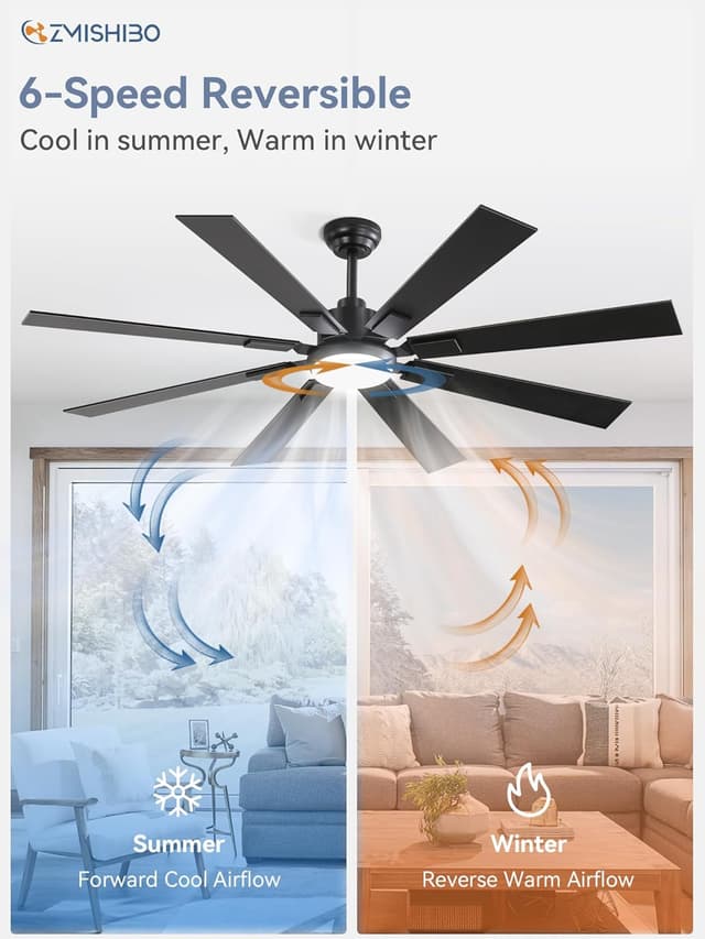 Thumbnail 6 de ZMISHIBO 62 Inch Large Ceiling Fan with Lights
