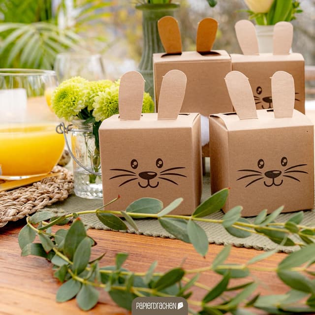 Thumbnail 4 de Papierdrachen 12 Osterhasenboxen naturbraun